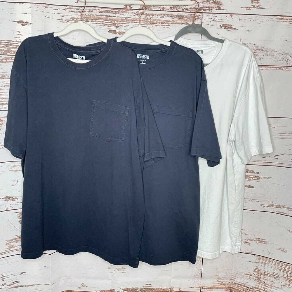 Lot Of 3 Duluth Trading Co Large Mens Black White Cotton Longtail T Shirt